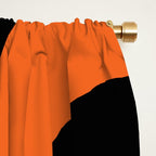 Mid Century Modern Piquet Retro Abstract Pattern Black Orange White Window Curtain Gallery Image 2