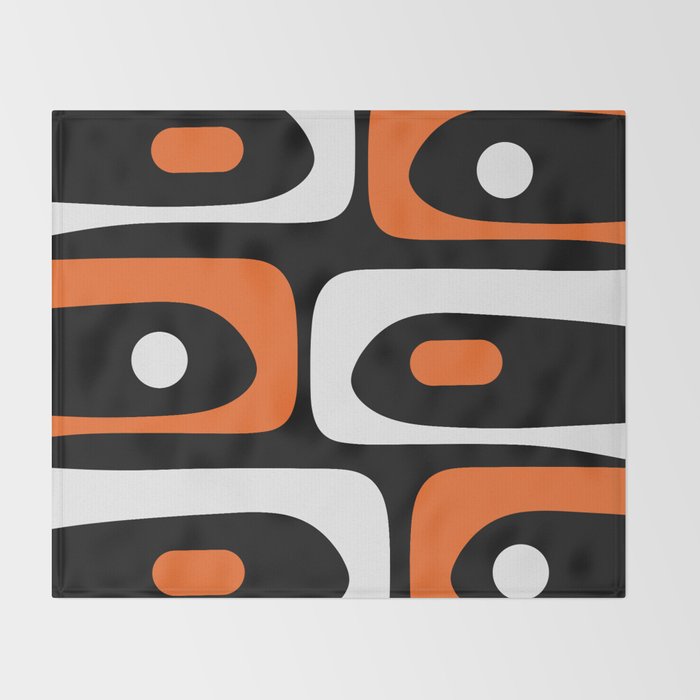 Mid Century Modern Piquet Retro Abstract Pattern Black Orange White Throw Blanket Gallery Image 2
