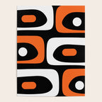 Mid Century Modern Piquet Retro Abstract Pattern Black Orange White Poster Gallery Image 4