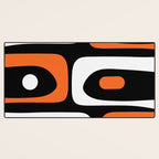 Mid Century Modern Piquet Retro Abstract Pattern Black Orange White Desk Mat Gallery Image 3