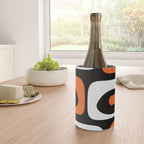 Mid Century Modern Piquet Retro Abstract Pattern Black Orange White Wine Chiller Gallery Image 4