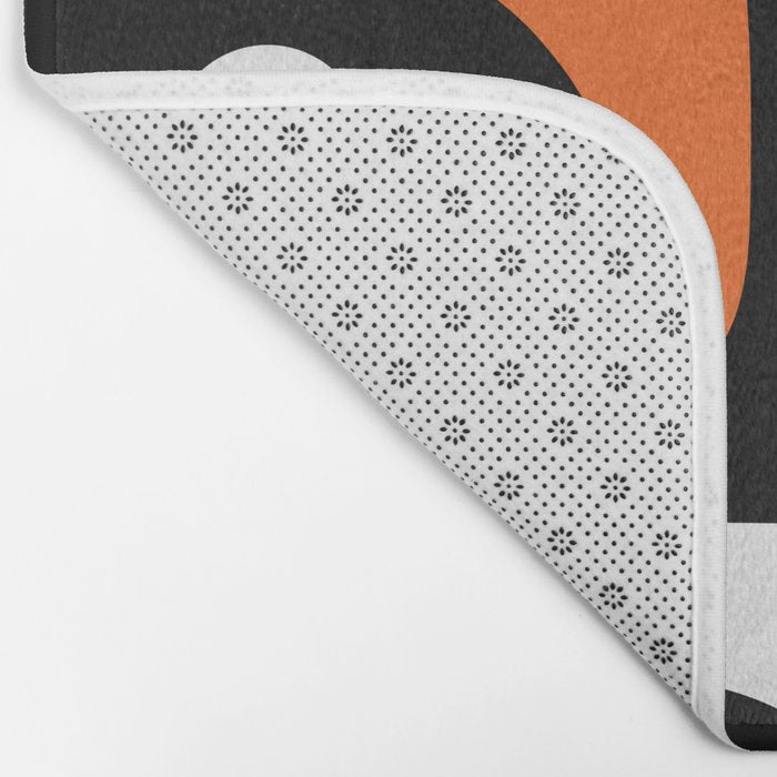 Mid Century Modern Piquet Retro Abstract Pattern Black Orange White Bath Mat Gallery Image 2