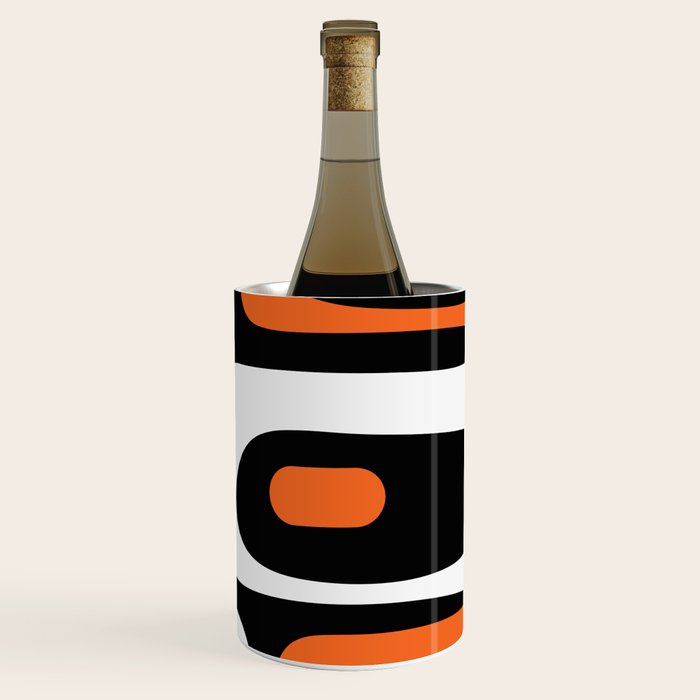 Mid Century Modern Piquet Retro Abstract Pattern Black Orange White Wine Chiller Gallery Image 3