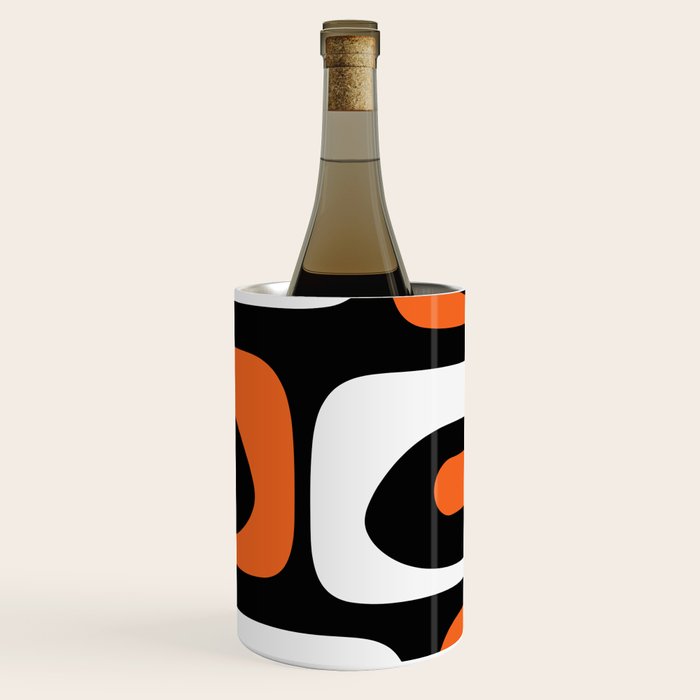 Mid Century Modern Piquet Retro Abstract Pattern Black Orange White Wine Chiller Gallery Image 1