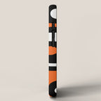 Mid Century Modern Piquet Retro Abstract Pattern Black Orange White iPhone Case Gallery Image 2