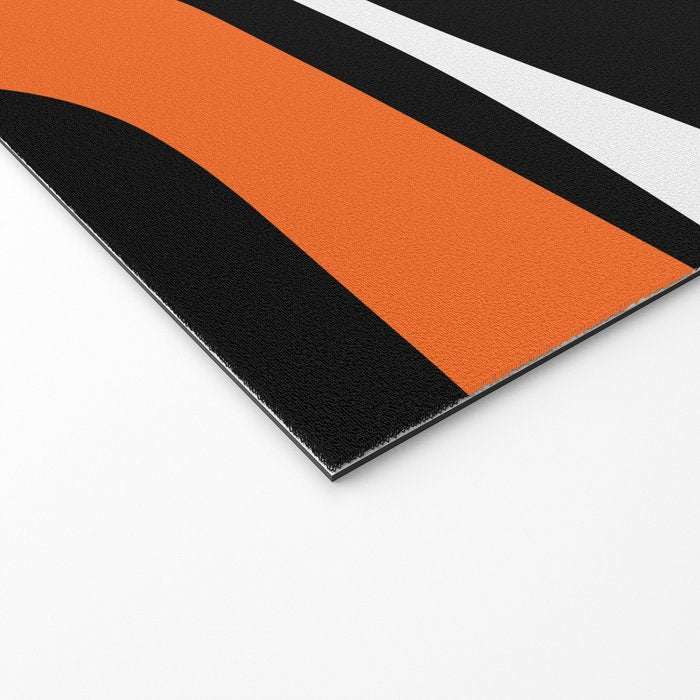 Mid Century Modern Piquet Retro Abstract Pattern Black Orange White Welcome Mat Gallery Image 2