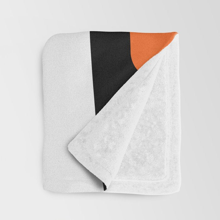 Mid Century Modern Piquet Retro Abstract Pattern Black Orange White Throw Blanket Gallery Image 3