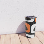 Mid Century Modern Piquet Retro Abstract Pattern Black Orange White Travel Mug Gallery Image 4