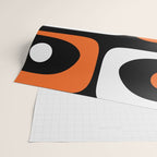 Mid Century Modern Piquet Retro Abstract Pattern Black Orange White Wrapping Paper Gallery Image 2