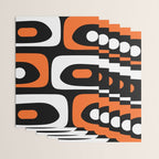 Mid Century Modern Piquet Retro Abstract Pattern Black Orange White Wrapping Paper Gallery Image 3