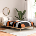 Mid Century Modern Piquet Retro Abstract Pattern Black Orange White Comforter Gallery Image 2