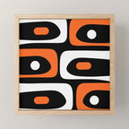 Mid Century Modern Piquet Retro Abstract Pattern Black Orange White Mini Art Print Gallery Image 1