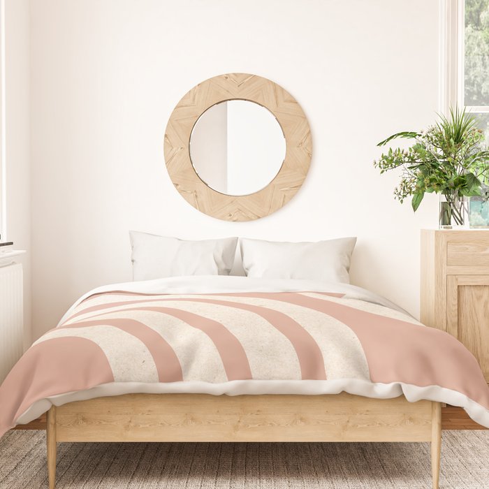 Mid Century Modern Dust Pink Sun and Rainbow Duvet Cover Gallery Image 3