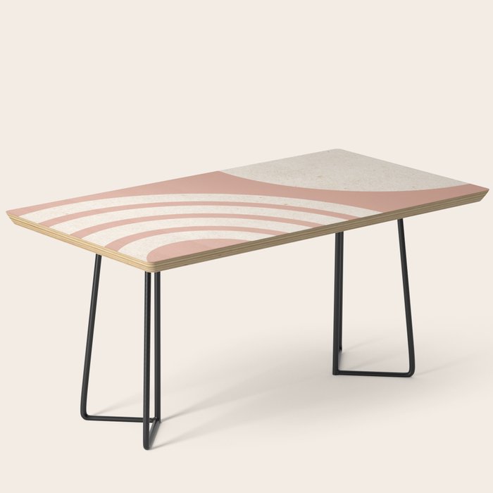 Mid Century Modern Dust Pink Sun and Rainbow Coffee Table Gallery Image 1