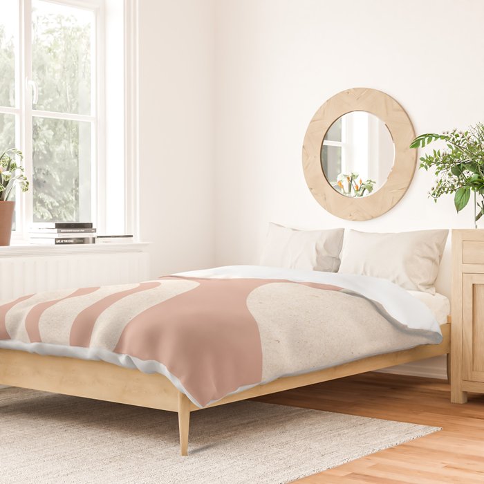 Mid Century Modern Dust Pink Sun and Rainbow Duvet Cover Gallery Image 2