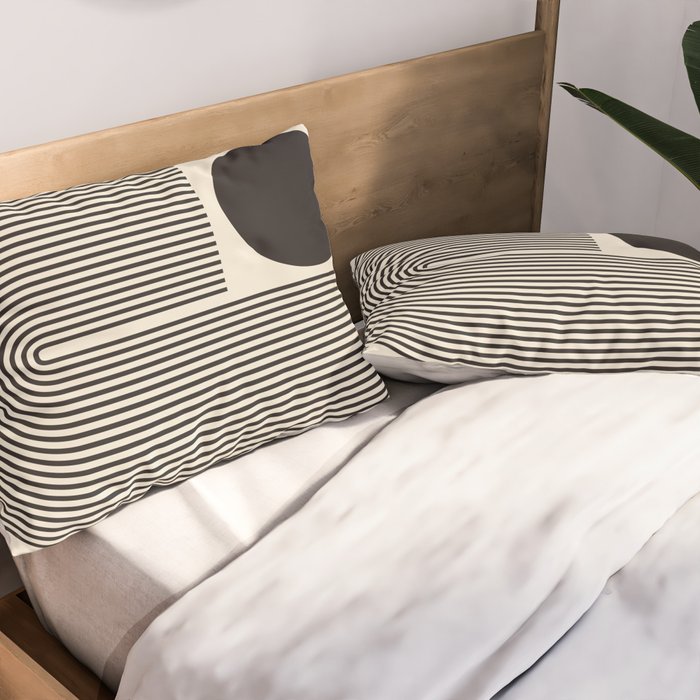 Abstraction_BLACK_LINE_DOT_POP_ART_Minimalism_004D Pillow Sham Gallery Image 2
