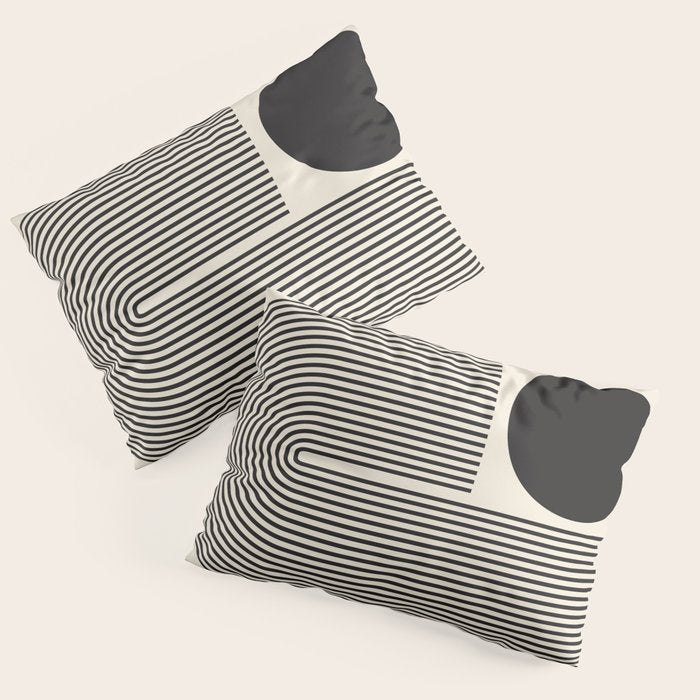 Abstraction_BLACK_LINE_DOT_POP_ART_Minimalism_004D Pillow Sham Gallery Image 3