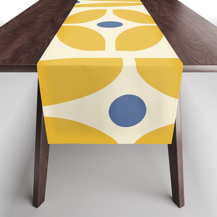 Mid Century Decoration 825 Yellow and Blue Table Runner Gallery Image 1