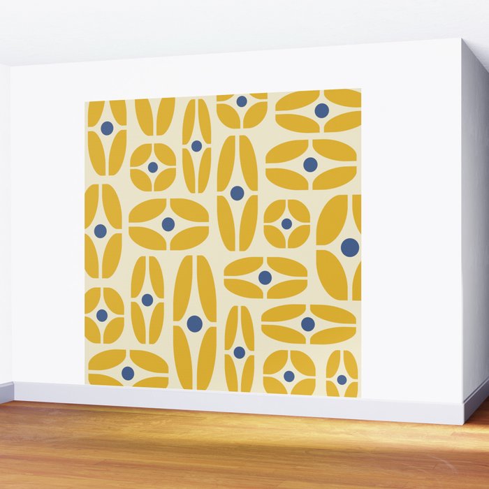 Mid Century Decoration 825 Yellow and Blue Wall Mural Gallery Image 2