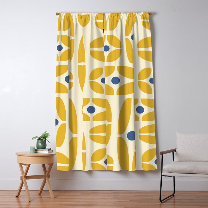 Mid Century Decoration 825 Yellow and Blue Window Curtain Gallery Image 5