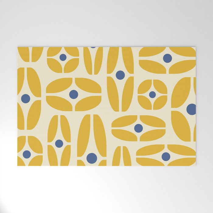 Mid Century Decoration 825 Yellow and Blue Welcome Mat Gallery Image 1