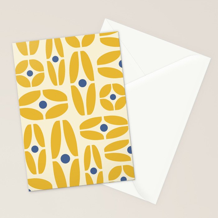 Mid Century Decoration 825 Yellow and Blue Stationery Card Gallery Image 2