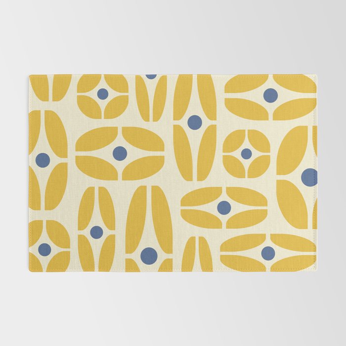 Mid Century Decoration 825 Yellow and Blue Rug Gallery Image 2