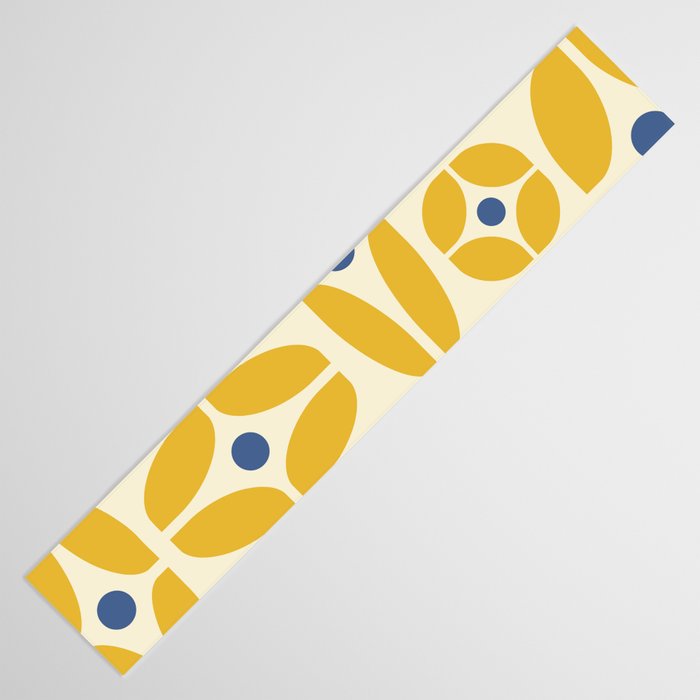 Mid Century Decoration 825 Yellow and Blue Table Runner Gallery Image 3