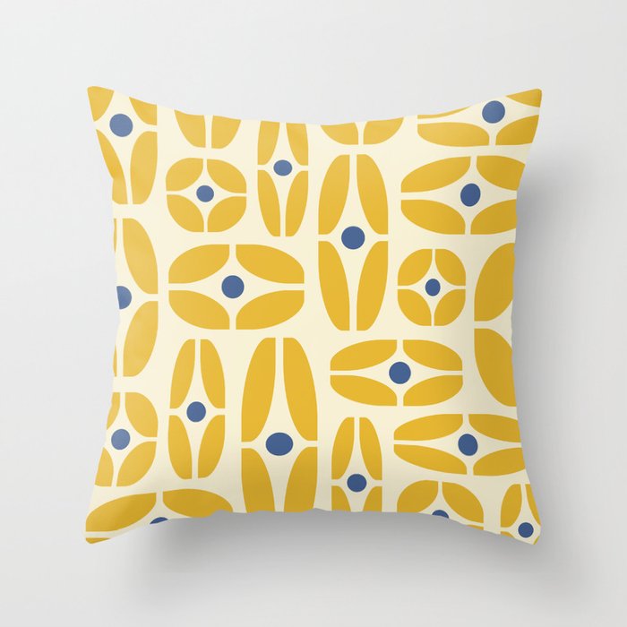 Mid Century Decoration 825 Yellow and Blue Throw Pillow Gallery Image 1