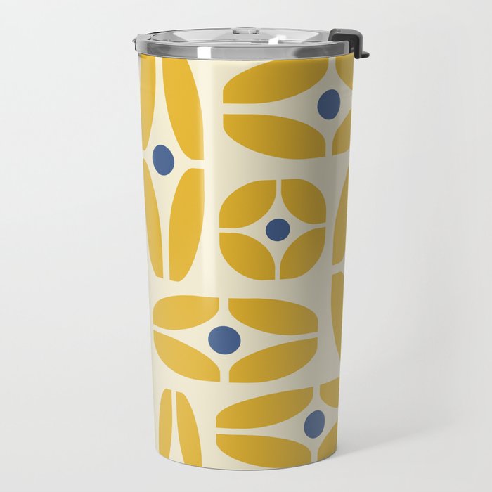 Mid Century Decoration 825 Yellow and Blue Travel Mug Gallery Image 2