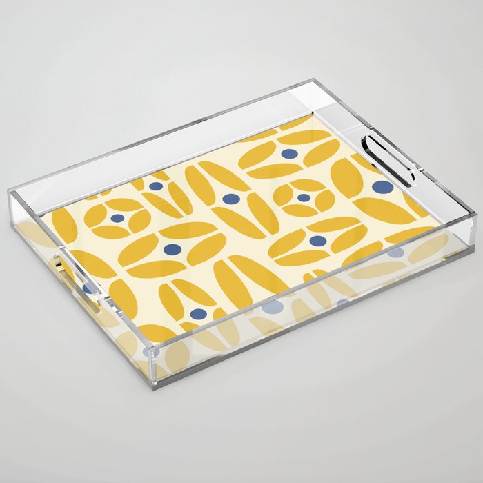 Mid Century Decoration 825 Yellow and Blue Acrylic Tray Gallery Image 1