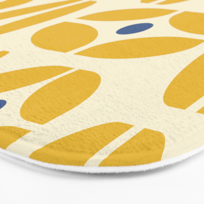 Mid Century Decoration 825 Yellow and Blue Bath Mat Gallery Image 3