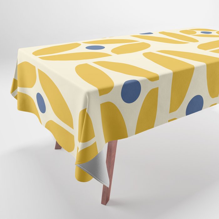 Mid Century Decoration 825 Yellow and Blue Tablecloth Gallery Image 1