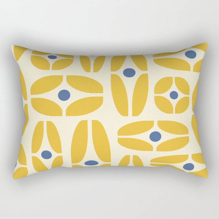 Mid Century Decoration 825 Yellow and Blue Rectangular Pillow