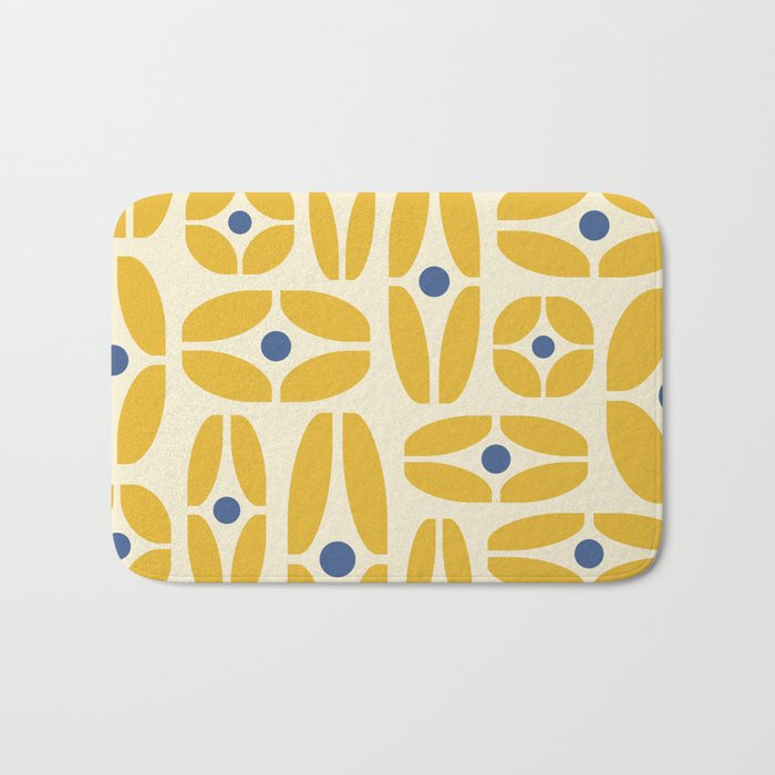 Mid Century Decoration 825 Yellow and Blue Bath Mat Gallery Image 1