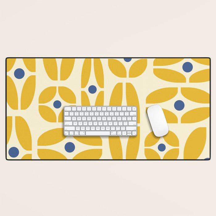 Mid Century Decoration 825 Yellow and Blue Desk Mat Gallery Image 1