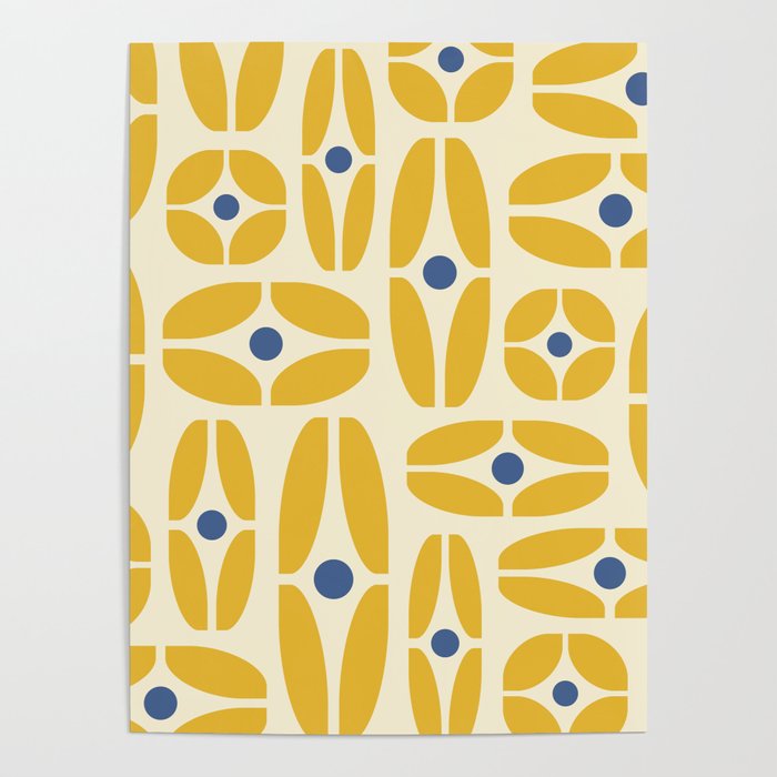 Mid Century Decoration 825 Yellow and Blue Poster Gallery Image 4