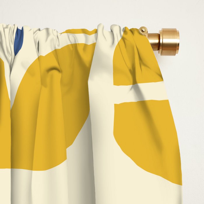 Mid Century Decoration 825 Yellow and Blue Window Curtain Gallery Image 2