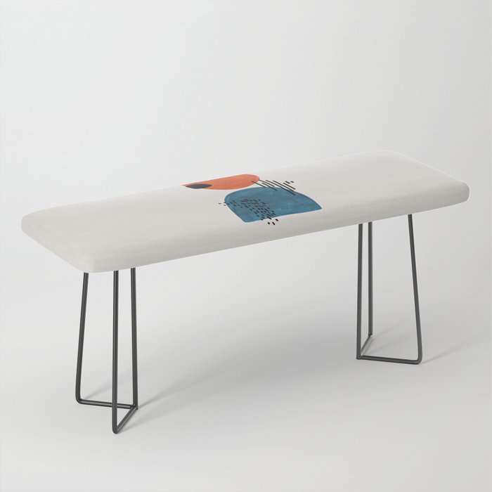 Burnt Orange Jewel Teal Blue Mid Century Modern Funky Colorful Shapes Patterns by Ejaaz Haniff Bench Gallery Image 1