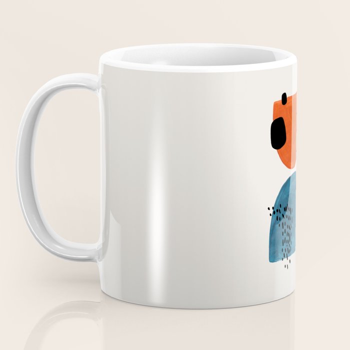 Burnt Orange Jewel Teal Blue Mid Century Modern Funky Colorful Shapes Patterns by Ejaaz Haniff Coffee Mug Gallery Image 3