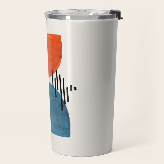 Burnt Orange Jewel Teal Blue Mid Century Modern Funky Colorful Shapes Patterns by Ejaaz Haniff Travel Mug Gallery Image 2