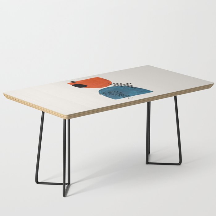 Burnt Orange Jewel Teal Blue Mid Century Modern Funky Colorful Shapes Patterns by Ejaaz Haniff Coffee Table Gallery Image 1