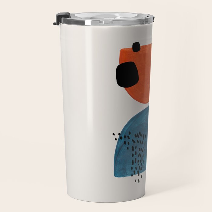 Burnt Orange Jewel Teal Blue Mid Century Modern Funky Colorful Shapes Patterns by Ejaaz Haniff Travel Mug Gallery Image 3