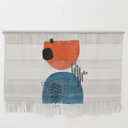 Burnt Orange Jewel Teal Blue Mid Century Modern Funky Colorful Shapes Patterns by Ejaaz Haniff Wall Hanging Gallery Image 1