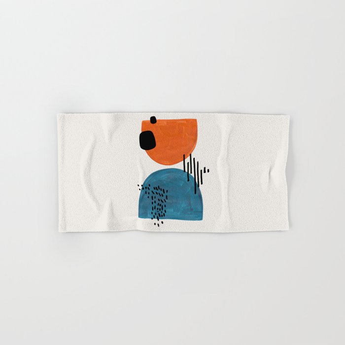 Burnt Orange Jewel Teal Blue Mid Century Modern Funky Colorful Shapes Patterns by Ejaaz Haniff Bath Towel Gallery Image 1
