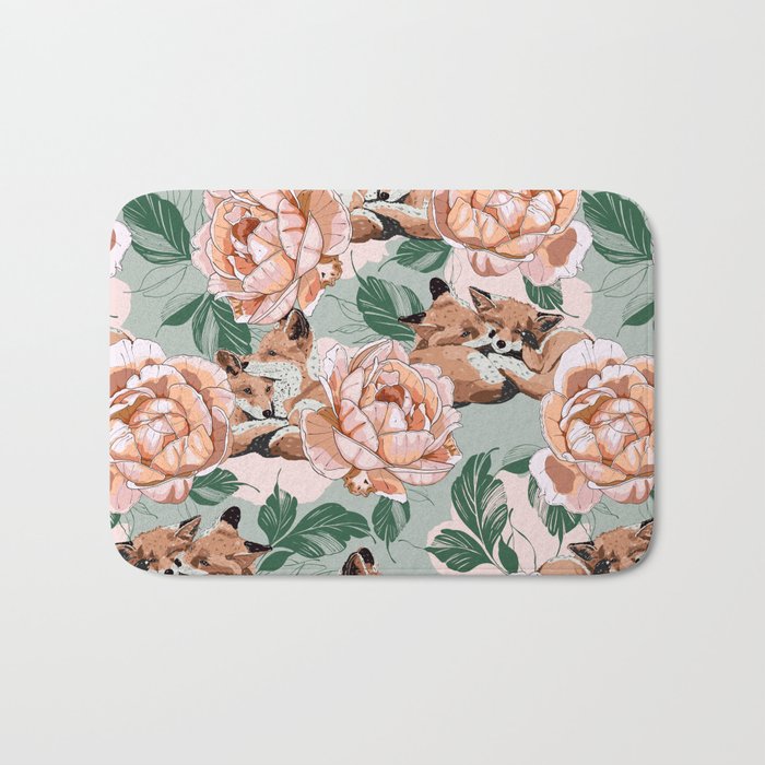 Red foxes in the rose bushes 24 Bath Mat Gallery Image 1