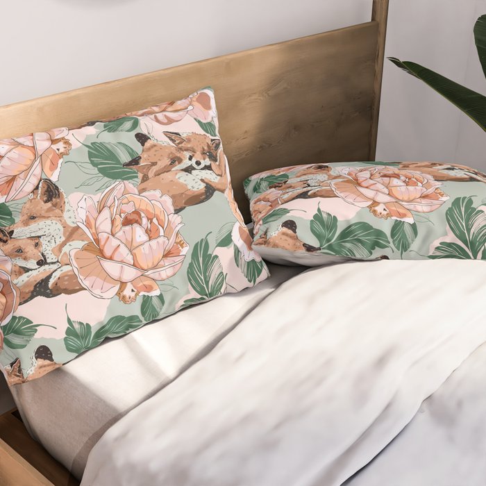 Red foxes in the rose bushes 24 Pillow Sham Gallery Image 2