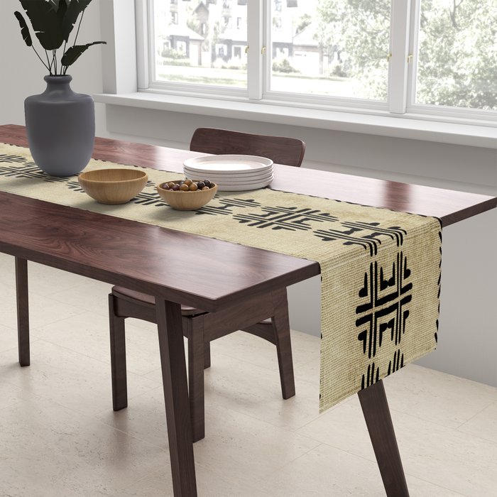 Orange Linen Mud Cloth Table Runner Gallery Image 2