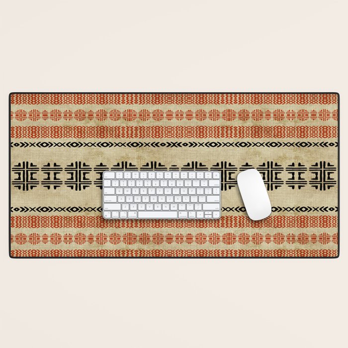 Orange Linen Mud Cloth Desk Mat Gallery Image 1