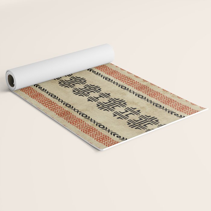 Orange Linen Mud Cloth Yoga Mat Gallery Image 2
